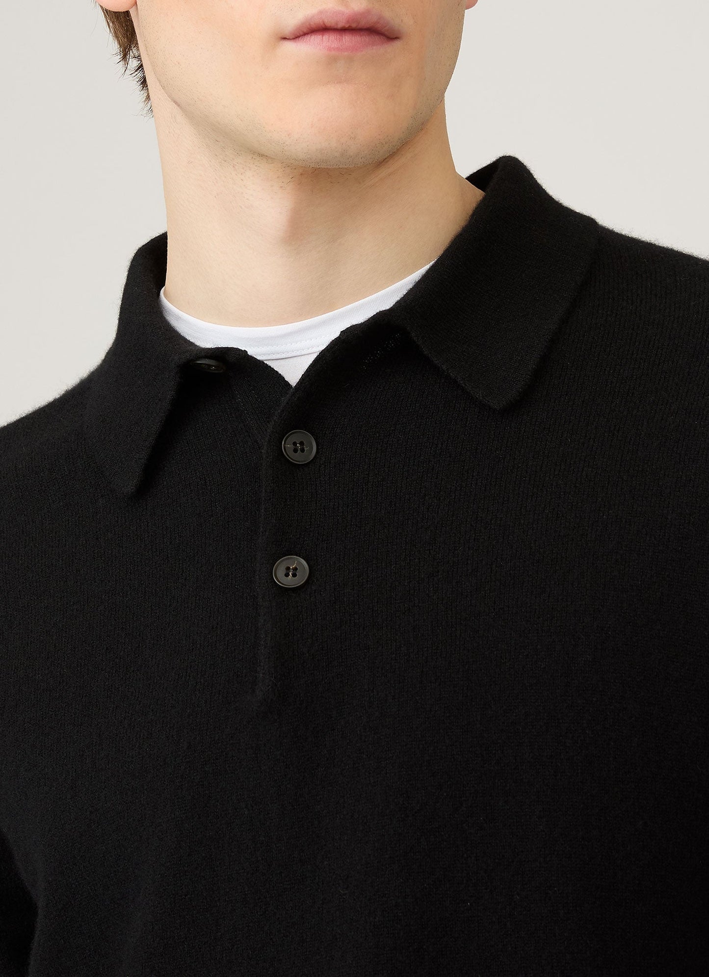 Men's Cashmere Polo Shirt in Black