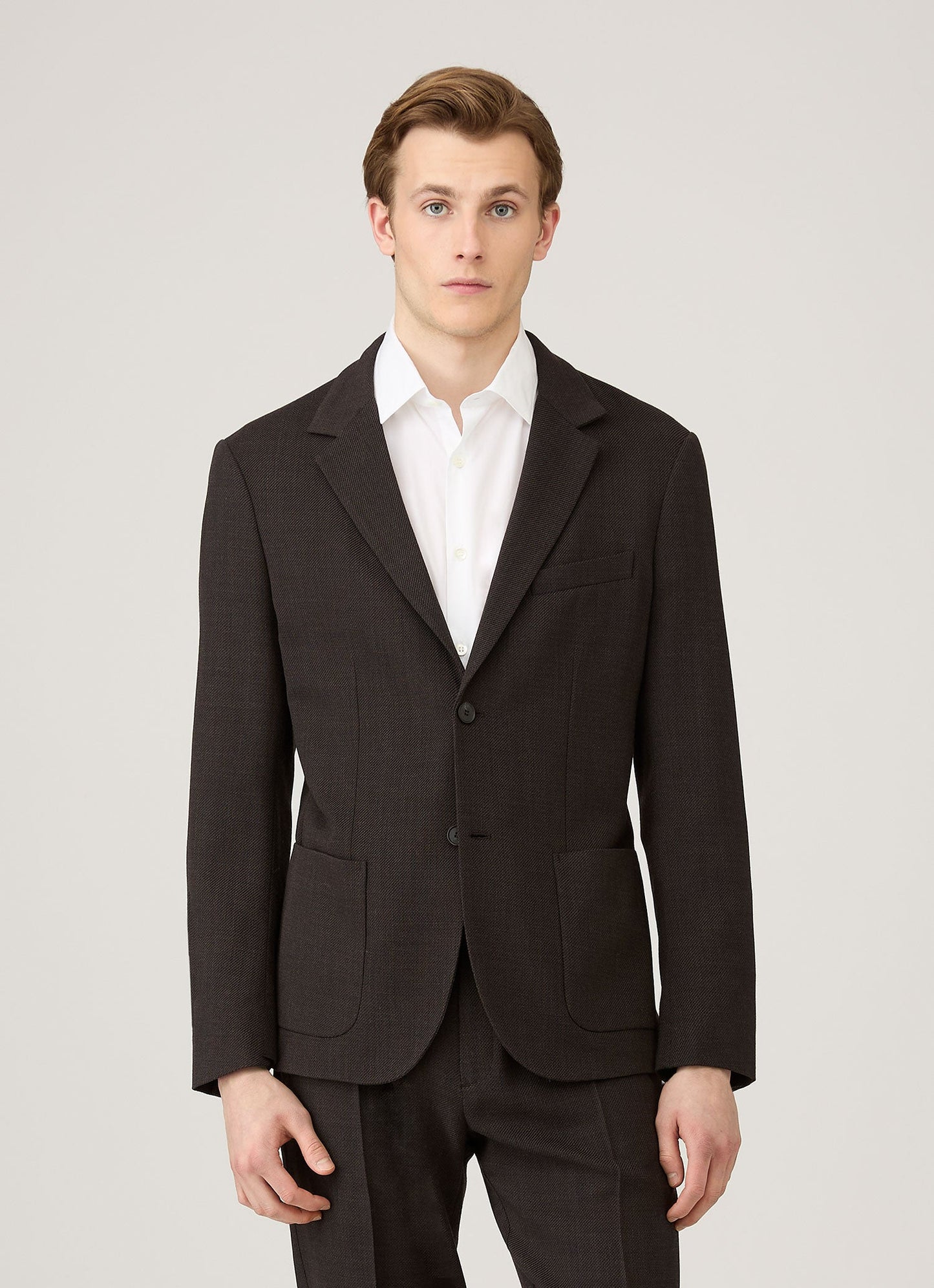 Men's Textured Wool Blazer in Truffle