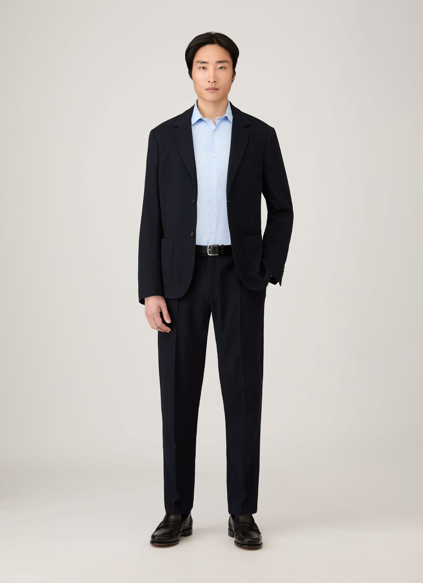 Men's Textured Wool Blazer in Navy