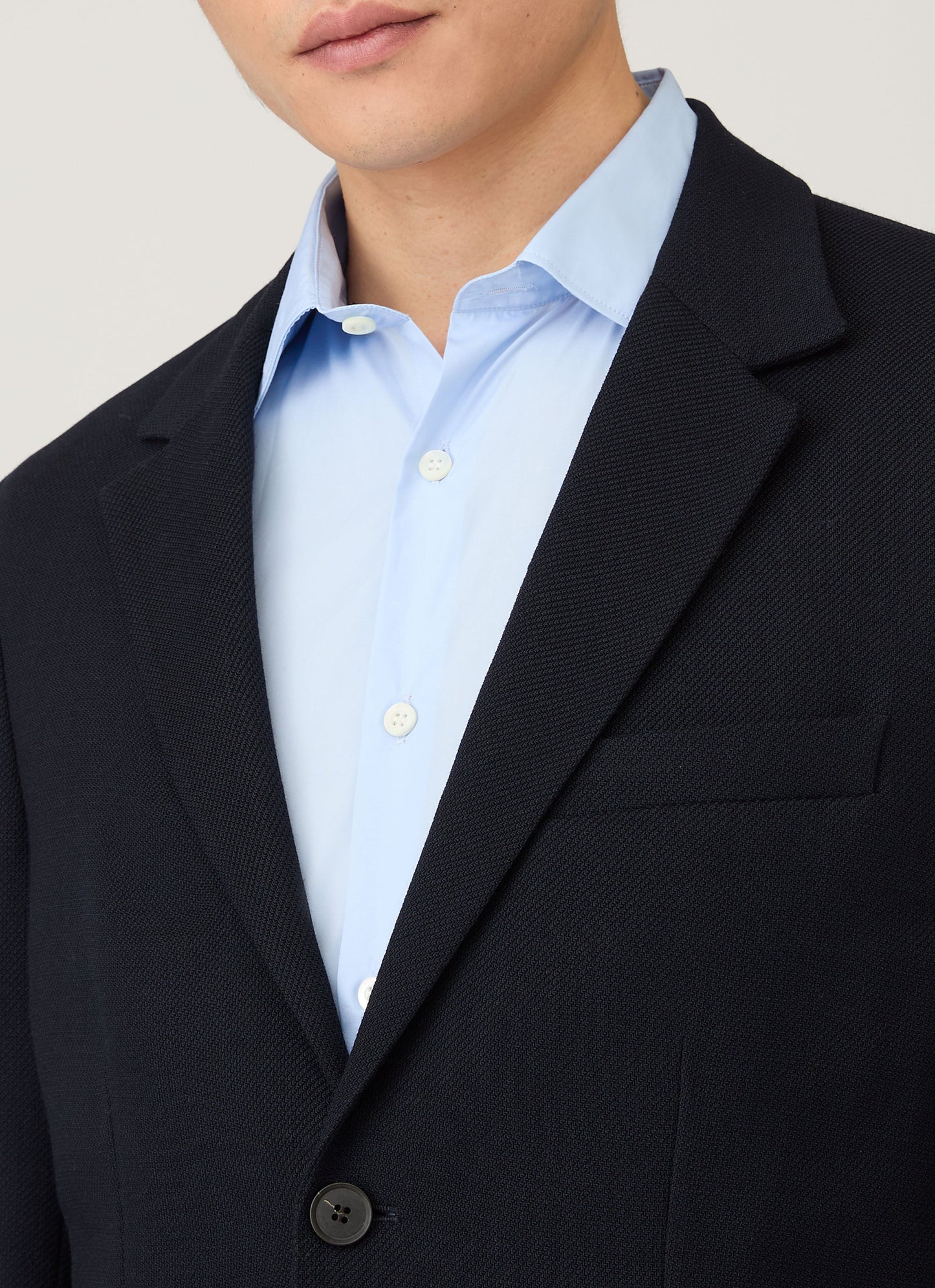 Men's Textured Wool Blazer in Navy