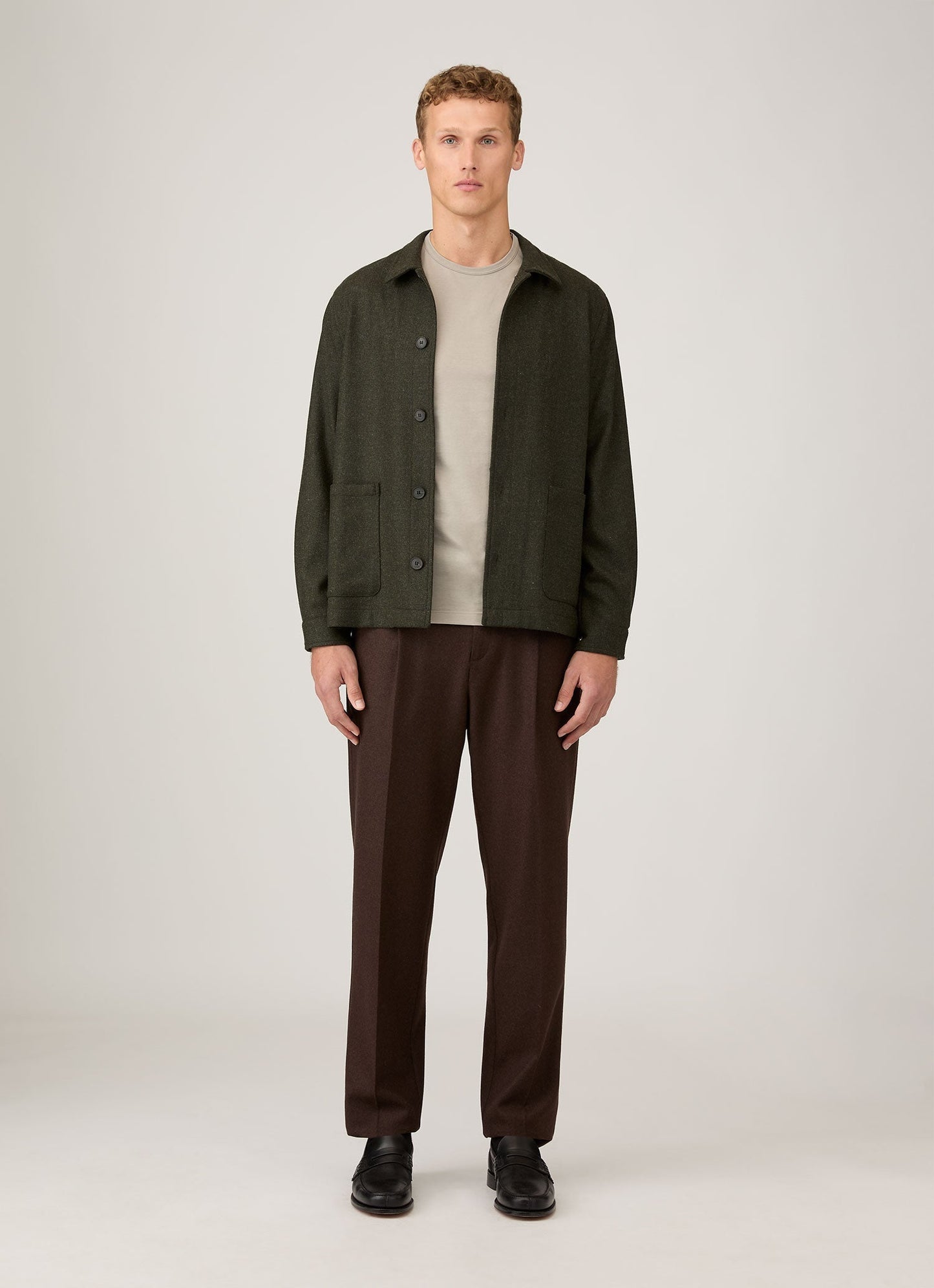 Men's Wool Twin Pocket Jacket in Drill Green
