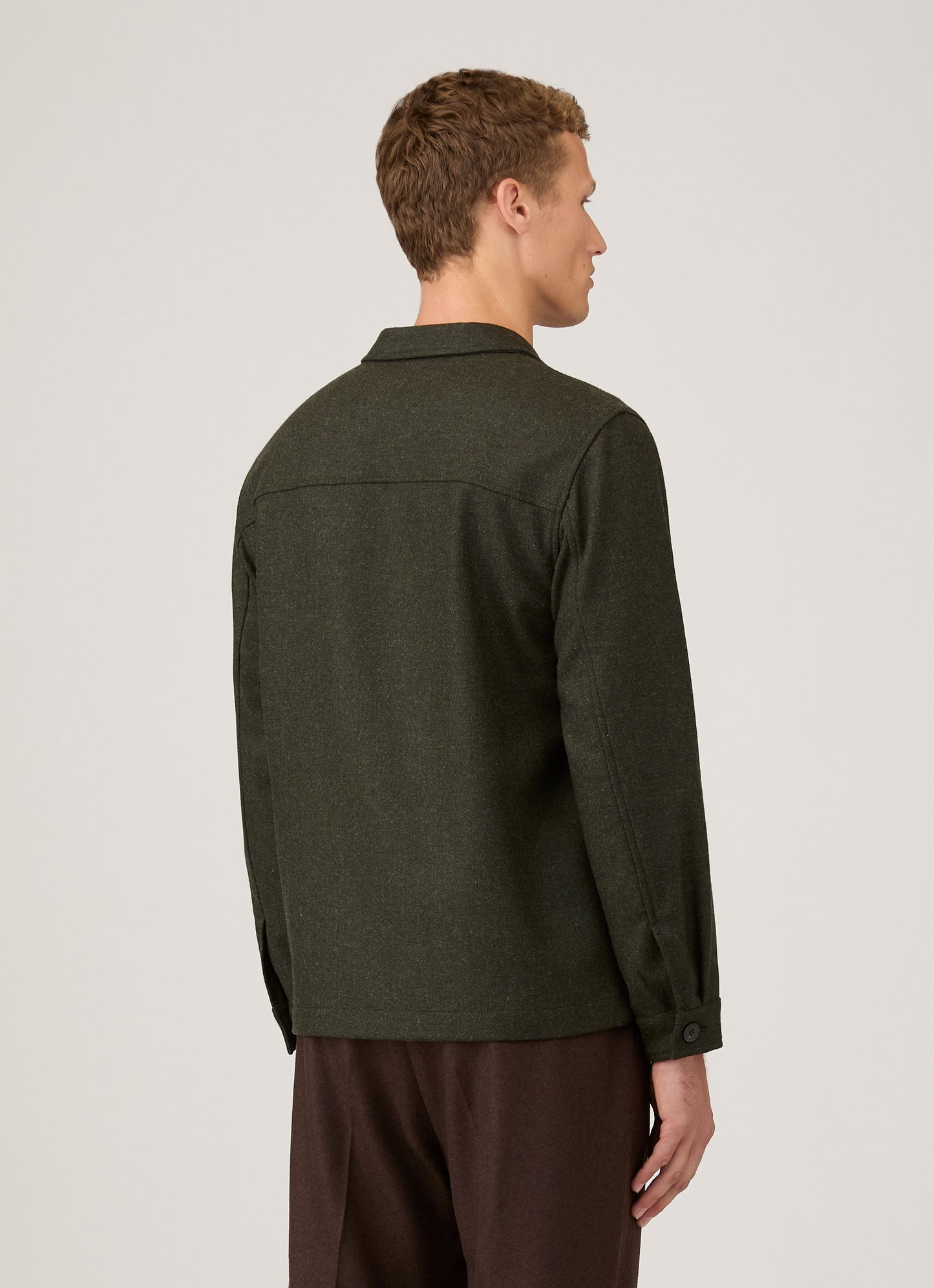 Men's Wool Twin Pocket Jacket in Drill Green