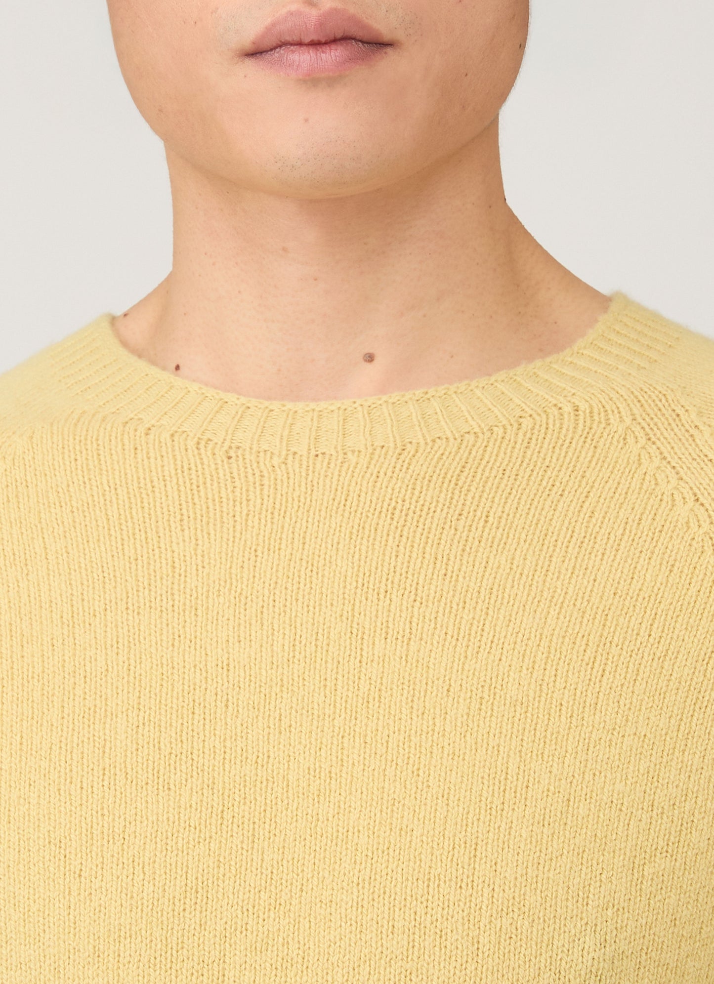 Men's Lambswool Crew Neck Jumper in Dusty Yellow