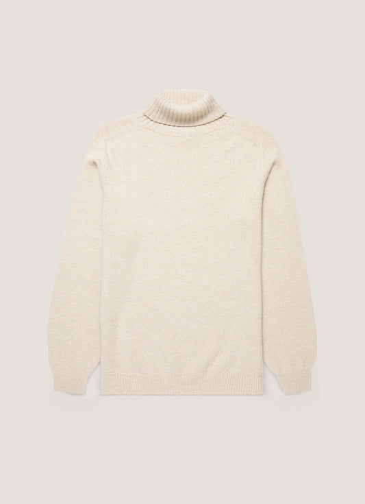 Men's Lambswool Roll Neck in Oatmeal Melange