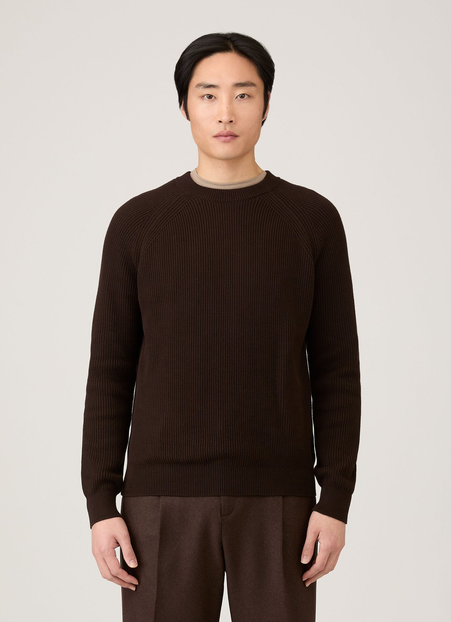 Men's Ribbed Jumper in Truffle