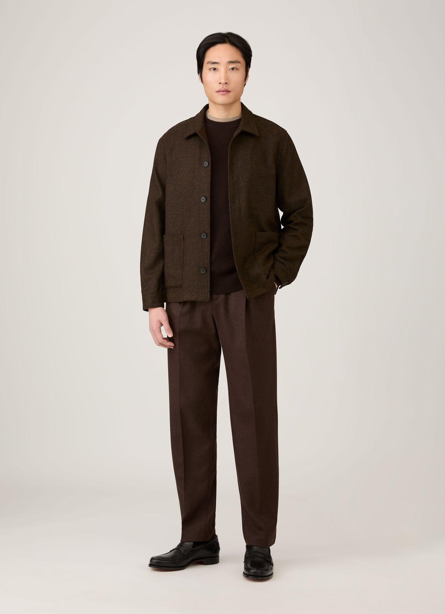 Men's Ribbed Jumper in Truffle