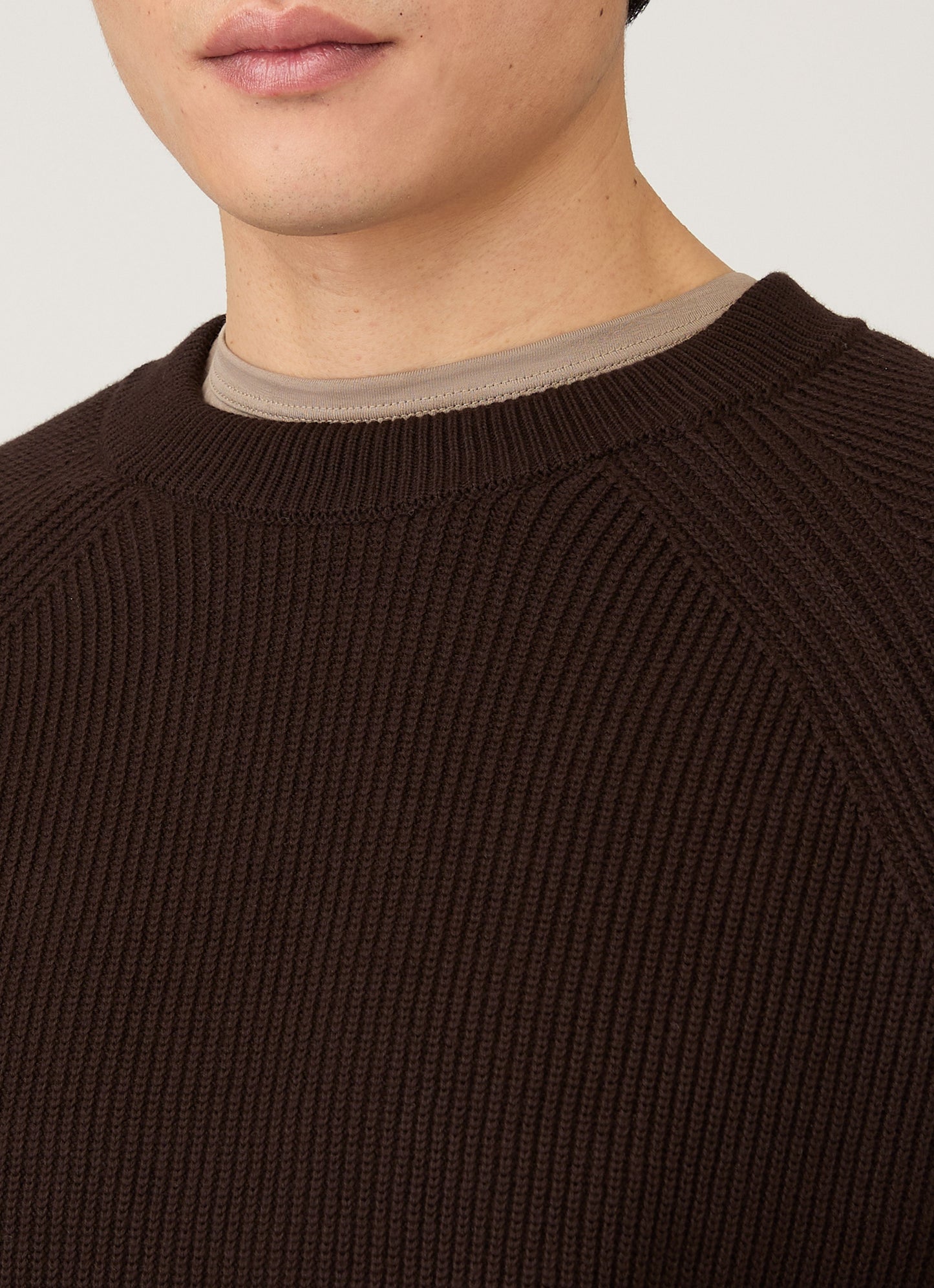 Men's Ribbed Jumper in Truffle