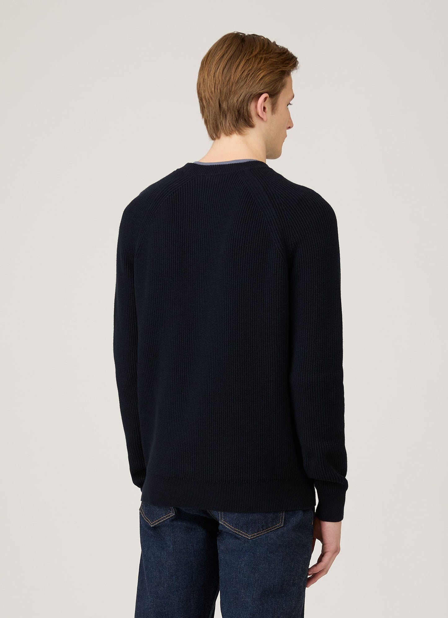 Men's Ribbed Jumper in Navy