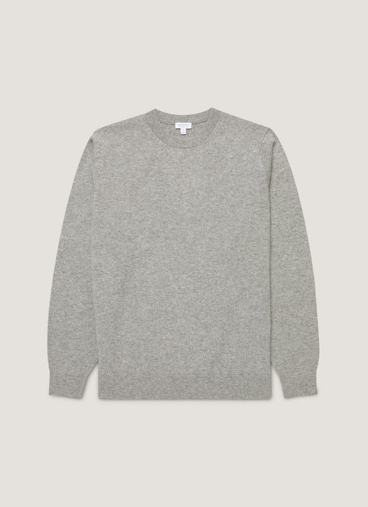 Men's Cashmere Crew Neck Jumper in Grey Melange