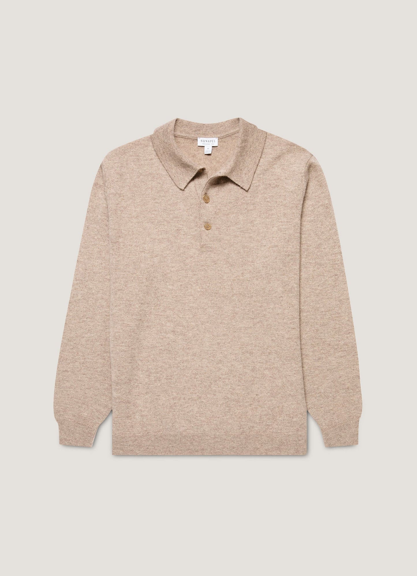 Men's Cashmere Polo Shirt in Oatmeal Melange